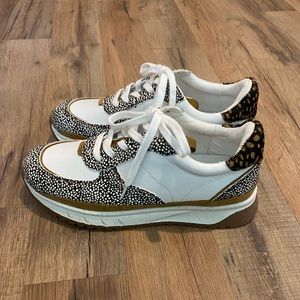 Madewell kickoff trainer sneakers leather and spot mix calf hair
